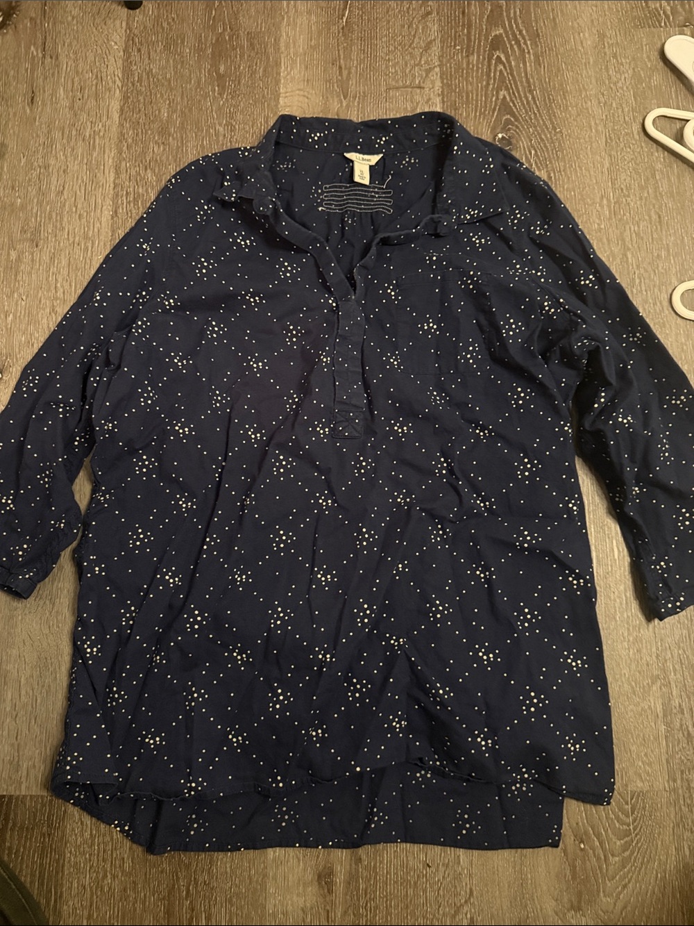 L.L. Bean Navy Dot Tunic Shirt